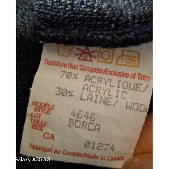 Vintage Cooper Sweater With Geometric Pattern Blue & Black Size XL Made In Canad - Picture 4 of 4